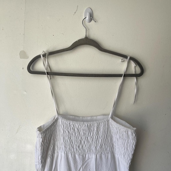 Mr. Buho White Cotton Summer Pleated Smocked Dress w/ Side Zipper Size XL - Picture 5 of 6